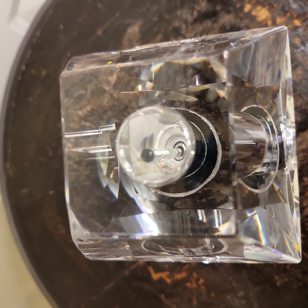 Large Vintage Crystal Perfume Bottle with Snuffer Diamond Stopper - Picture 9 of 13